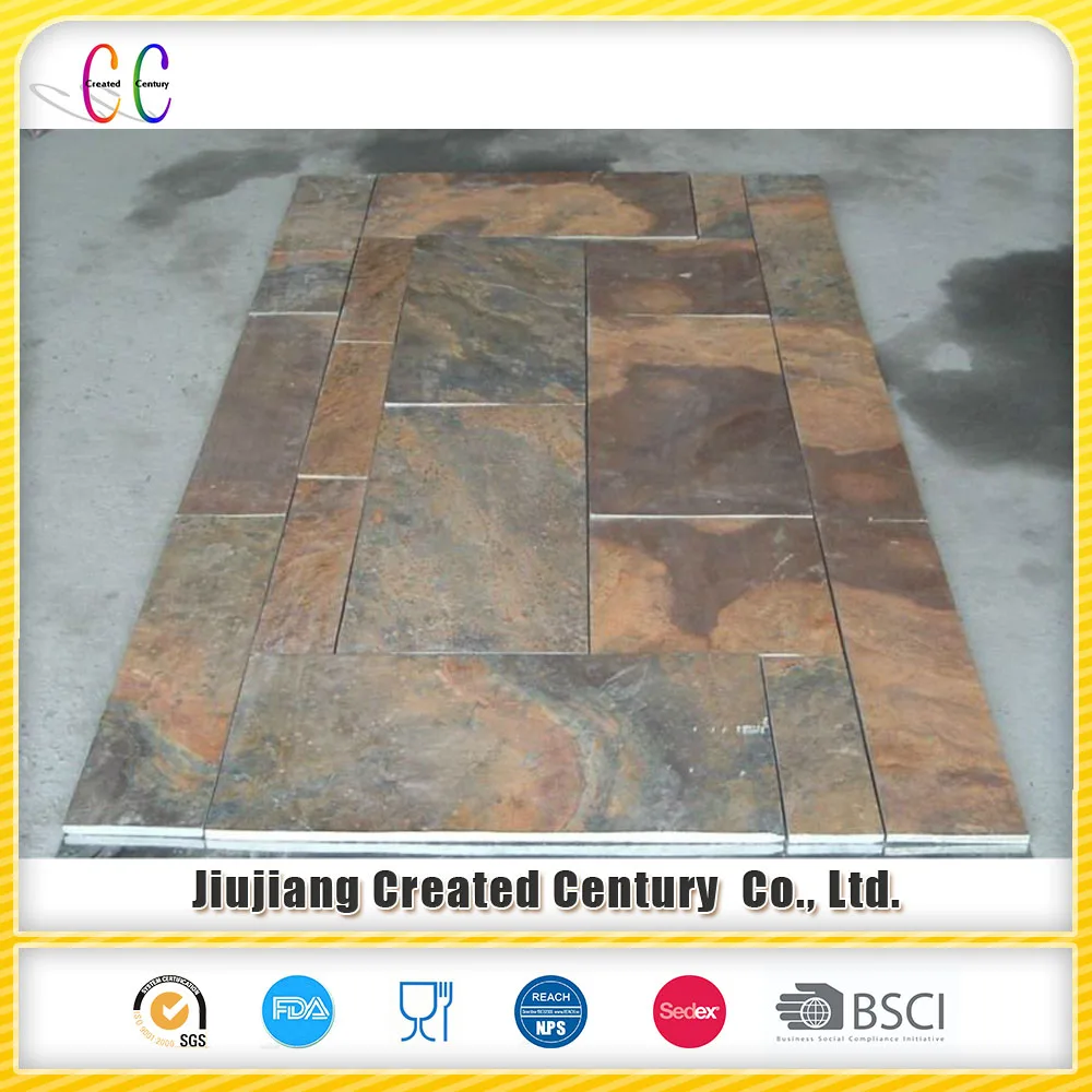 
Rusty slate flooring tile flagstone floor tile round mosaic tile 