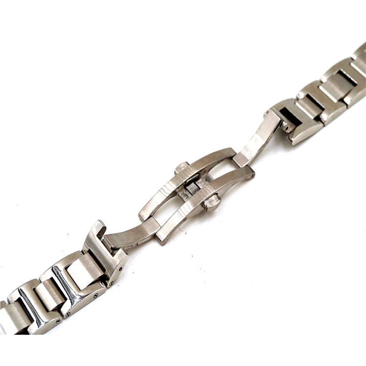 
Hot sale sliver mid gold wrist removable stainless steel watch strap with butterfly buckle strap for cartier watch 