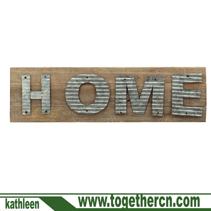 
Wall Amount Reclaimed Barn Wood Plank with Galvanized Metal Word Wall Decor Plaque Home Sign 