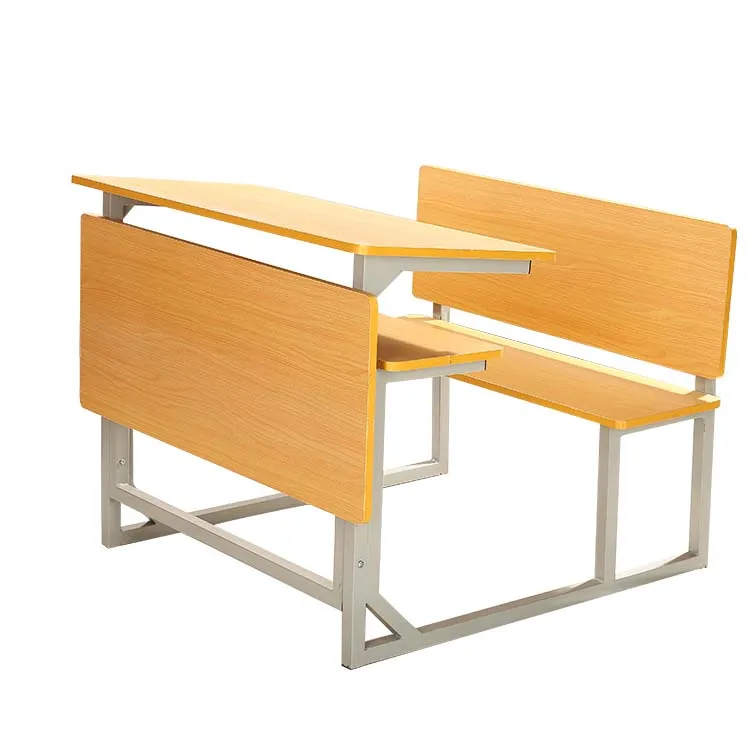 Customized top quality student table and chair school furniture Double desk and bench