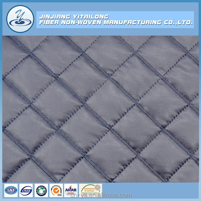 Warmth Keeping Polyester Batting Double Layer Pre Quilted Leather Jacket Fabric