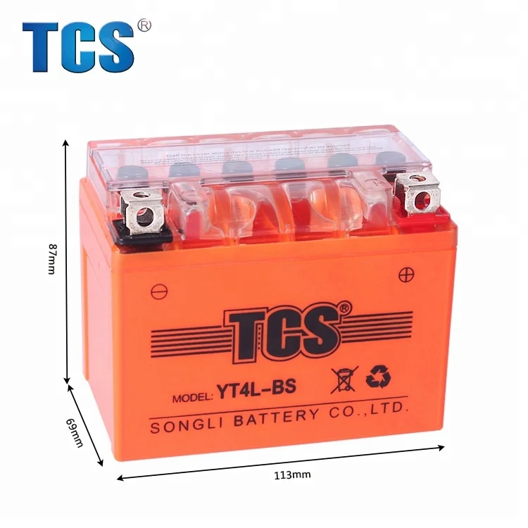 TCS brand 12N4 AH motorcycle battery YT4L-BS