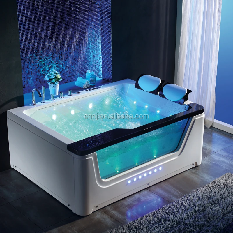 2 person whirlpool acrylic massage bathtub bath freestanding hydromassage  with Waterfall