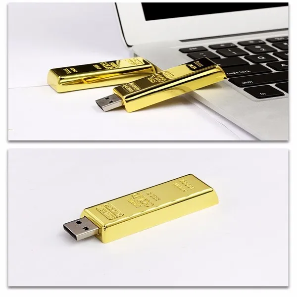 Factory Price Usb 3.0 Drive 32GB 8GB 999.9 Fine Gold Bar Usb Flash Drive 16GB Metal Flash Memory Usb Stick