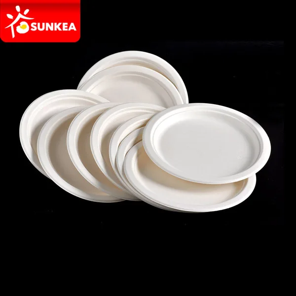 Bio degradable sugarcane bagasse waterproof disposable bio plates