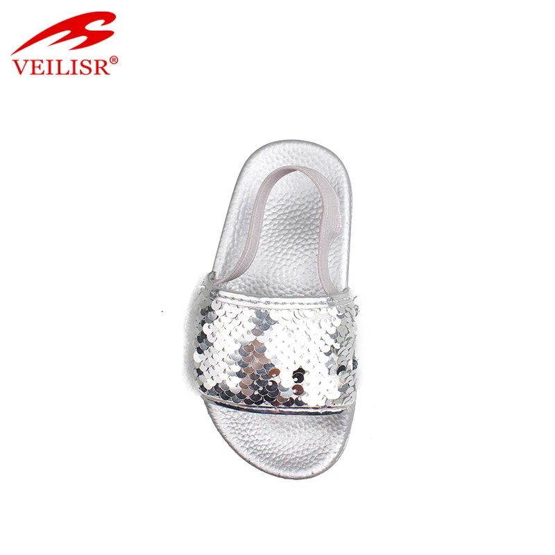 Outdoor indoor sequins PU upper children slippers kids slide sandals
