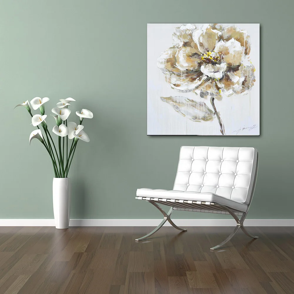 An Outstanding Golden Branch Of Peony Flowers  Modern Oil Print Painting On Canvas Art Galleries Decor Wall For Living Room