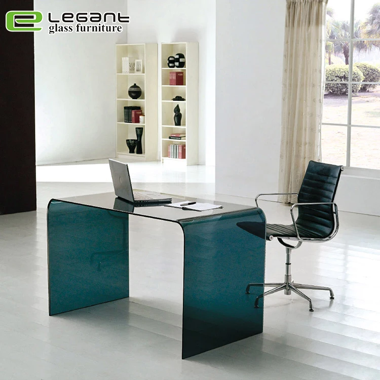 Modern hot bending office computer table / latest glass office table designs