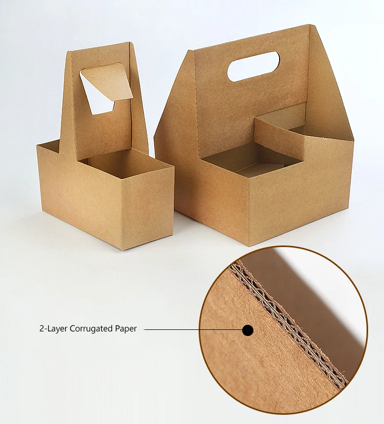 Custom Wholesale Convenient Cardboard Coffee cup Carrier Paper Box