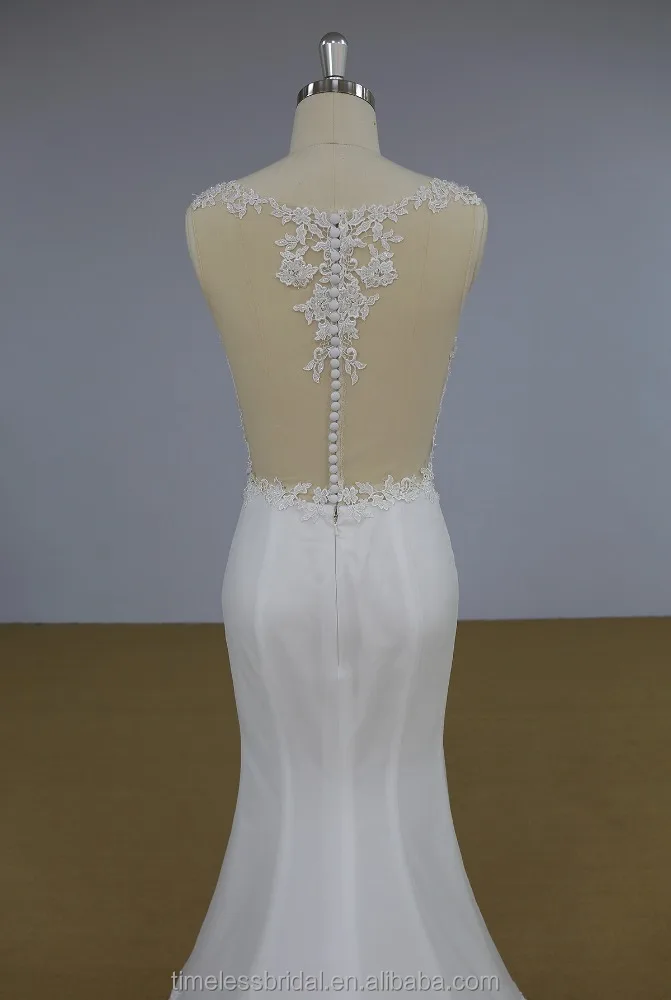 Nude lace appliques beaded mermaid white bride vestido de noiva