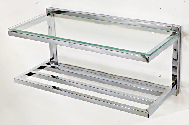 
Good Quality Wall Mounted Corner Tempered Glass Shelf 