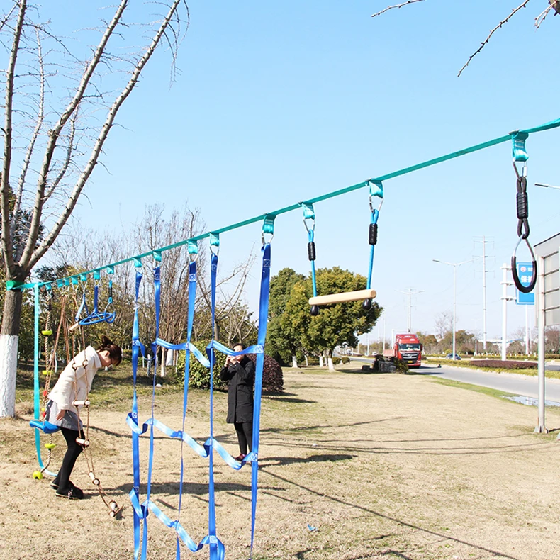 Backyard Outdoor Warrior Training Fitness Equipment Hanging Ninja  Obstacle Line Course Kit For Sale
