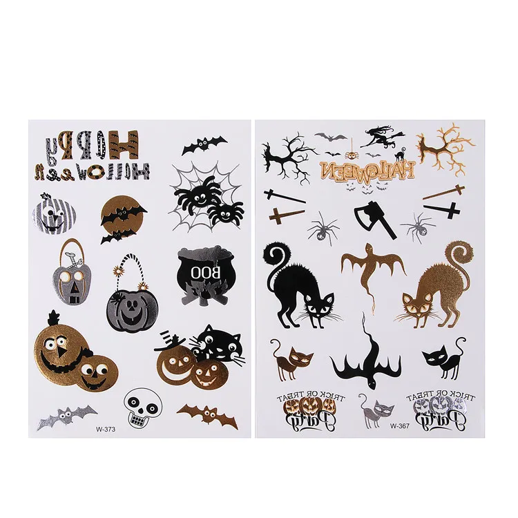 Переноса воды искусство татуировки наклейки Хэллоуин Тыква дизайн