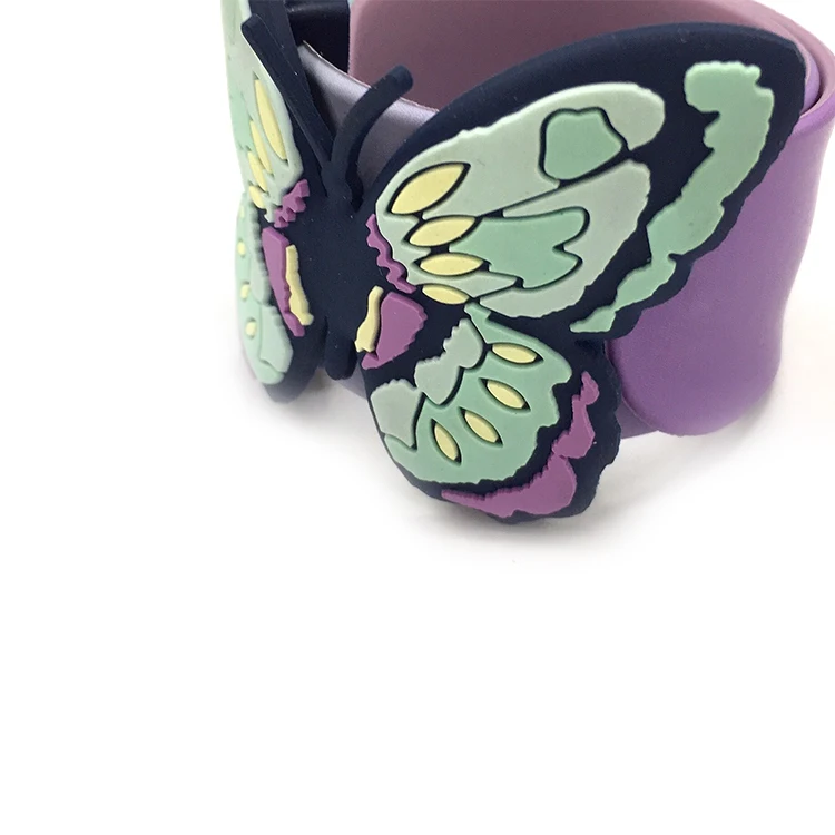 Butterfly bracelet customization silicone slap bracelet with PVC icons