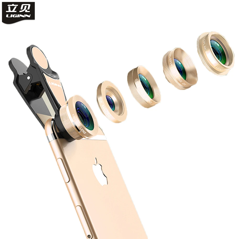 LIGINN Universal Clip-on 5 in 1 cell phone camera lens kit