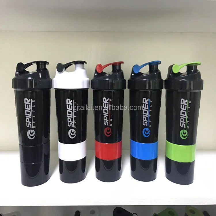 500 мл, индивидуальный шейкер для протеиновых порошков для фитнеса, бутылка для воды с отделением для таблеток