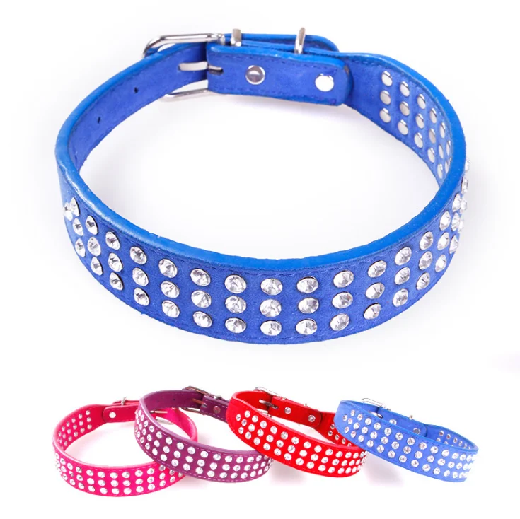 Wholesale Rhinestone Bling PU Collar Necklace For dog collar making supplies