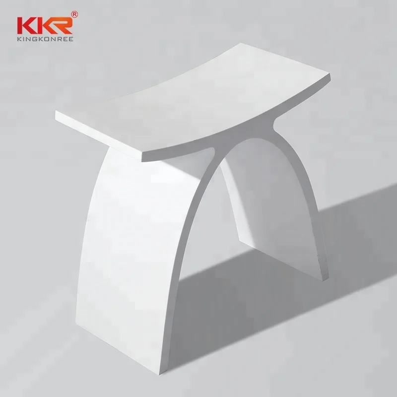 2022 Top Sale Solid Surface Resin Stool Bathroom Chair Stone Bathroom Stool Shower Resin Stool