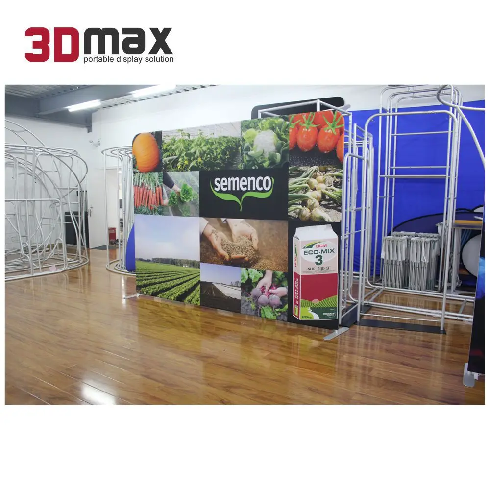 3D Max Customized 10ft Straight Photo Booth Backdrop Free Standing Printed Tension Fabric Backdrop Wall Advertising Stand Banner