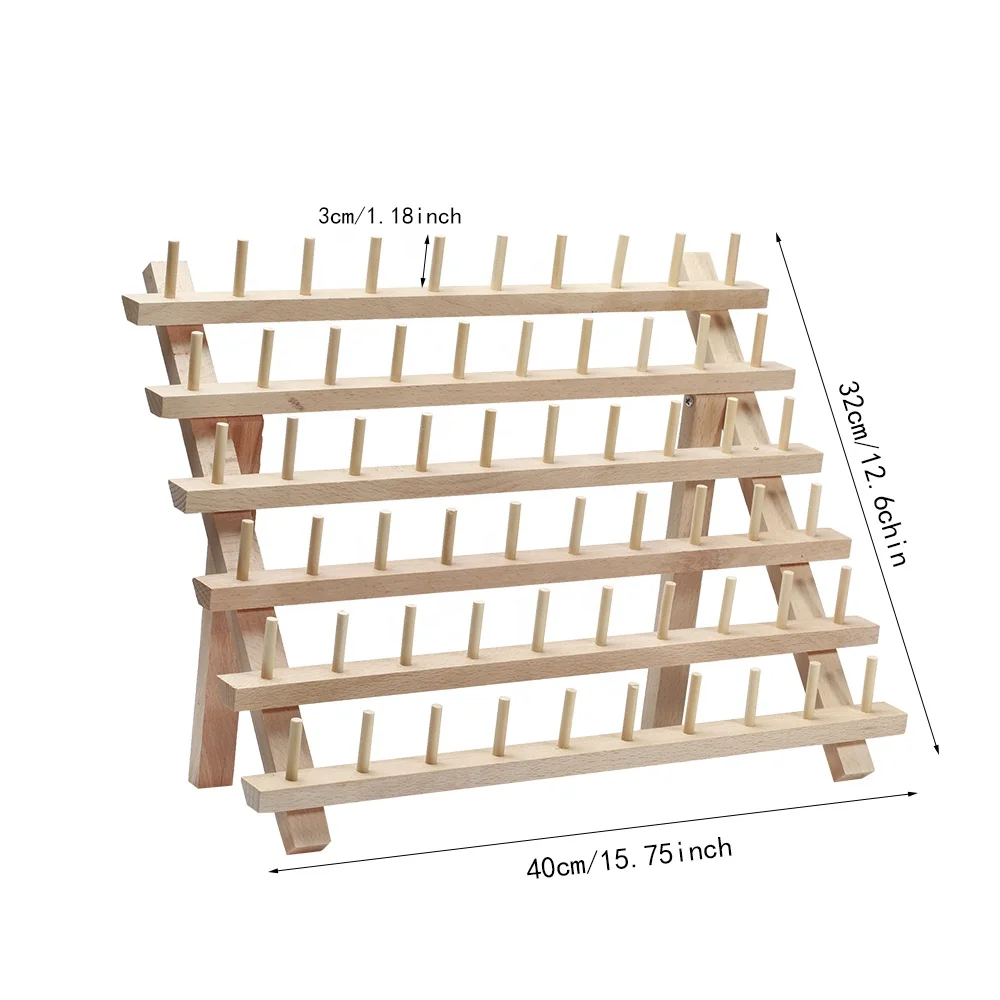 60 Spools Wooden Thread Holder Rack Organizer Storage Holder for Embroidery Sewing Thread Racks