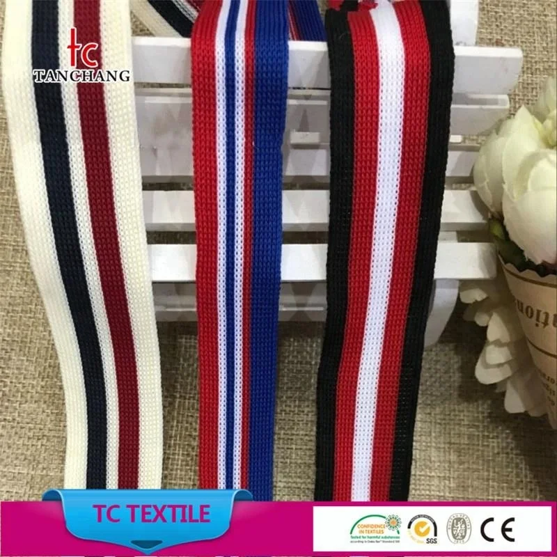 original factory stock wholesale colorful 100% polyester or cotton knit stripe twill tape for clothing TCPTZZD01-16