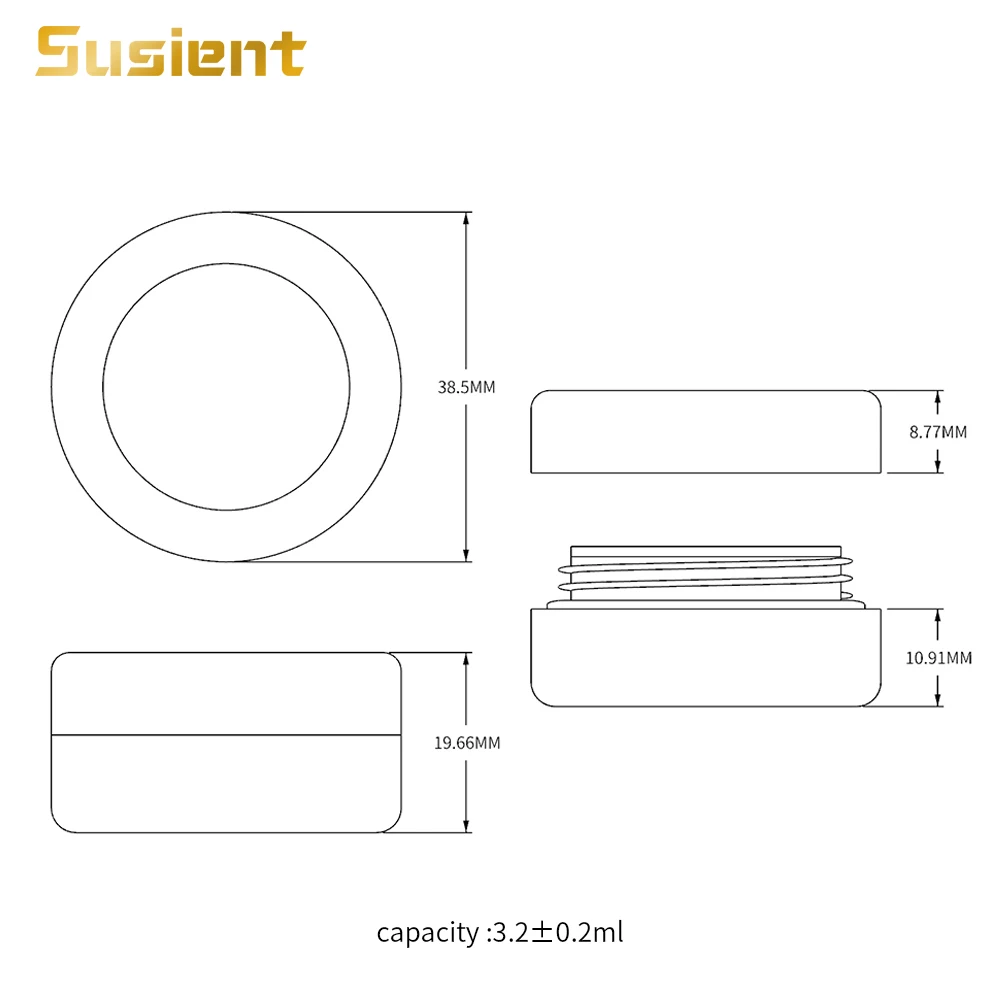 
ABS cap PET plastic jar Wide mouth cosmetic jar 3.2ml 
