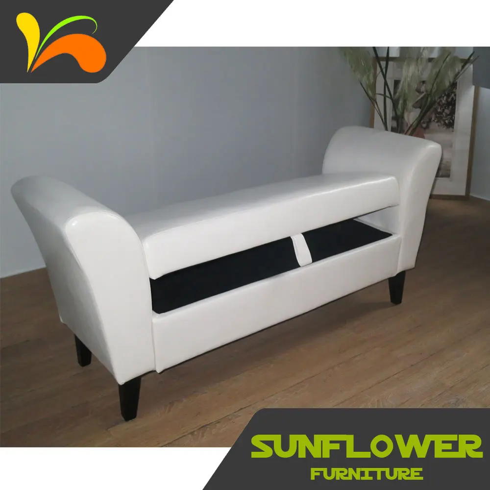 Modern Design Marsha Modern Scroll Arm Home Furniture Faux Leather Storage Bench Bed End Foot Stool With Storage