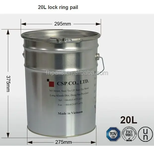 
18L square tin paint pails/drums with metal handle in low price for chemical packing 