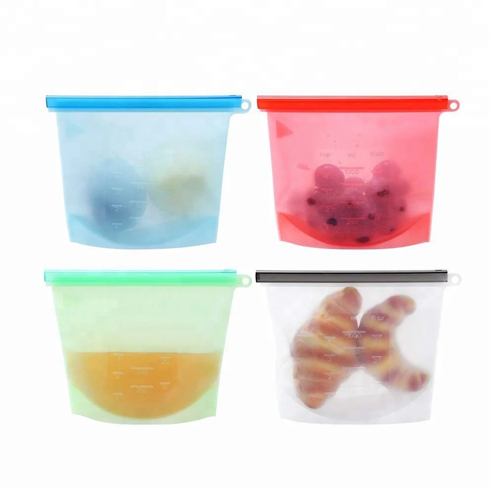 Sandwich Store Freezer Safe Frozen Fruit Seal Vacuum Baby Food Flat Container Reusable Bags Silicone Food Storage Bag