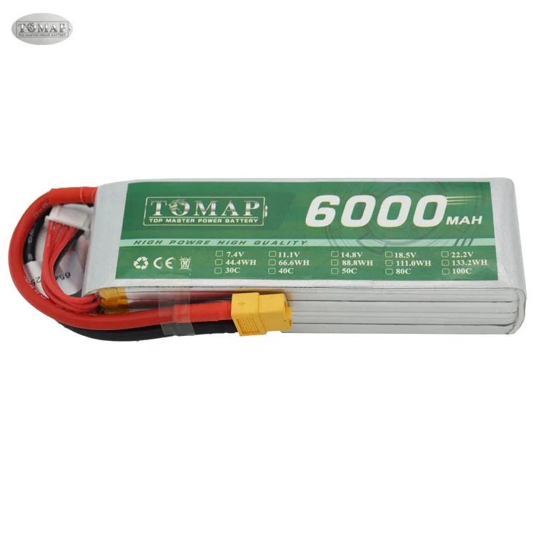 
TOMAP Oem 6000 Mah 2S 3S 4S 5S 6S Li-Po 50C 30C Cell Li Polymer 7.4V 14.8V Lipo Battery Pack For Rc Models 