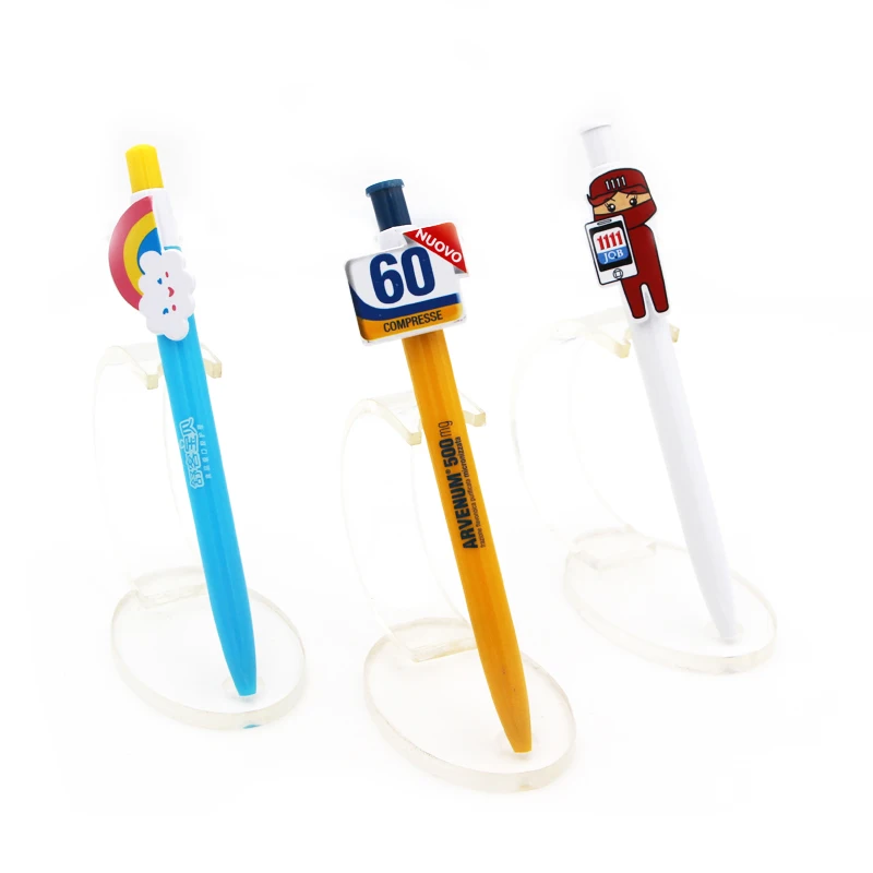 
click type OEM custom clip shape plastic ball point pen for promotion and advertising 