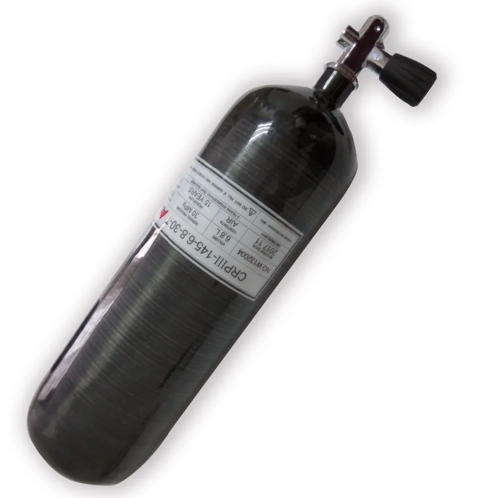 
New arrivales PCP Cylinder Empty air bottle 6.8L 4500psi 30Mpa Carbon Fiber SCUBA Diving Tank with a Diving Valve 