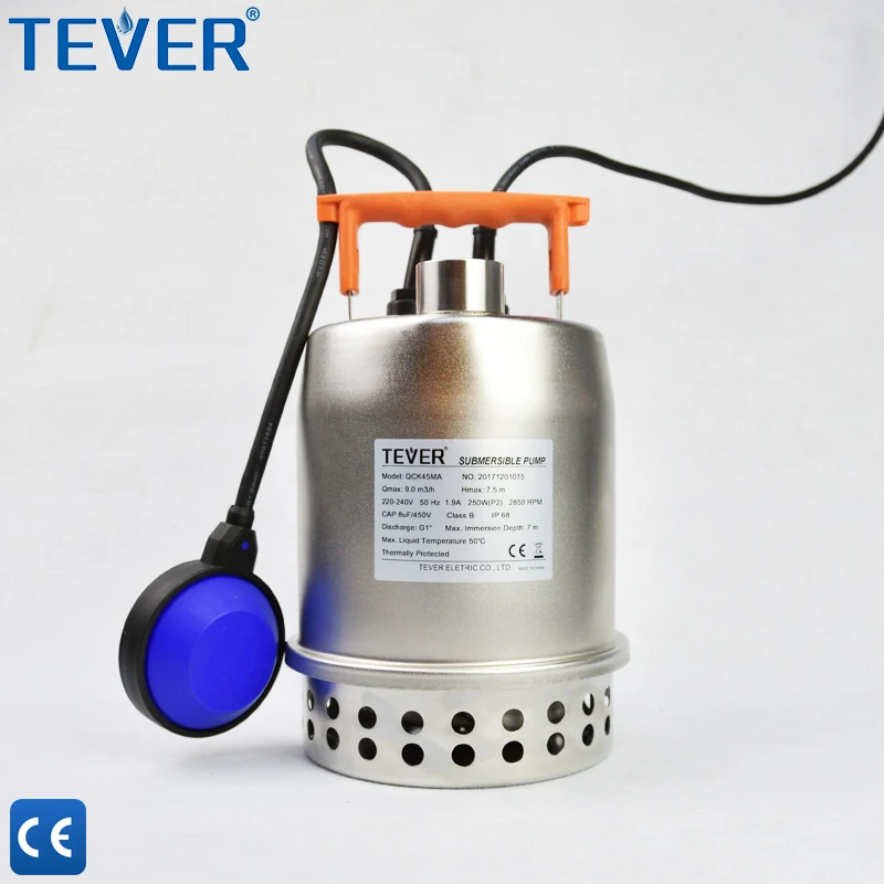 
1/3 hp compact structure clear water dirty water 1.25 inch outlet submersible stainless steel pump 
