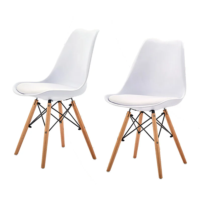 
Bazhou White Plastic Tulip ABS Chair With Wood Legs 