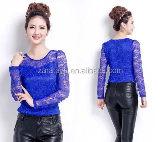 
2014 fashion Blue Shirt / Blouse Top Type plus size lady blouse long sleeve ladies top lace blouses for fat ladies designs 