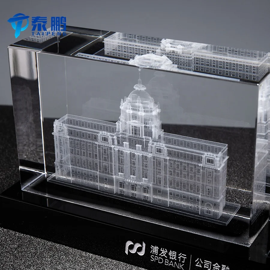 
Modern customized business desk ornament with engraving crystal blank and clear pen holder as office decoration or gift 