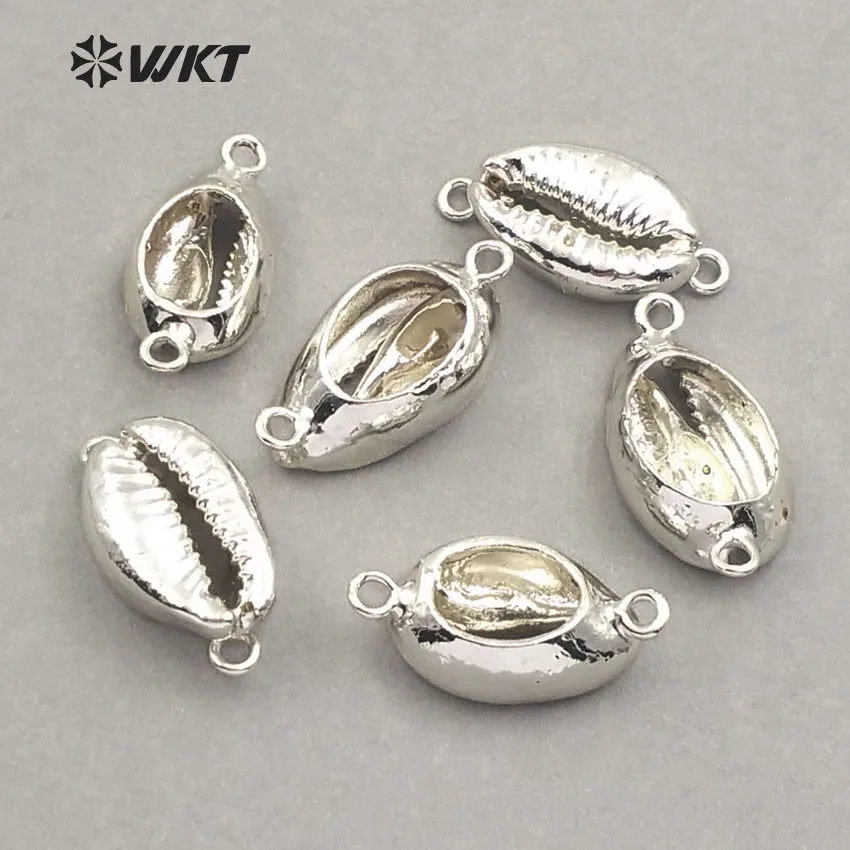 WT-JP001 In Stock! Natural Whole 24k Gold Plated Cowrie Shell Connectors For Jewelry Making