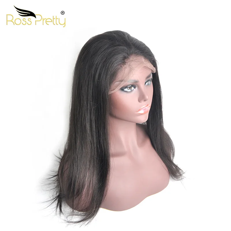 Ross довольно 20 дюймов индии из натуральных человеческих волос парик со шнуровкой спереди черный 360) на прозрачной основе