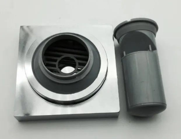 Bathroom square brass anti-odor invisible hair stopper floor drain