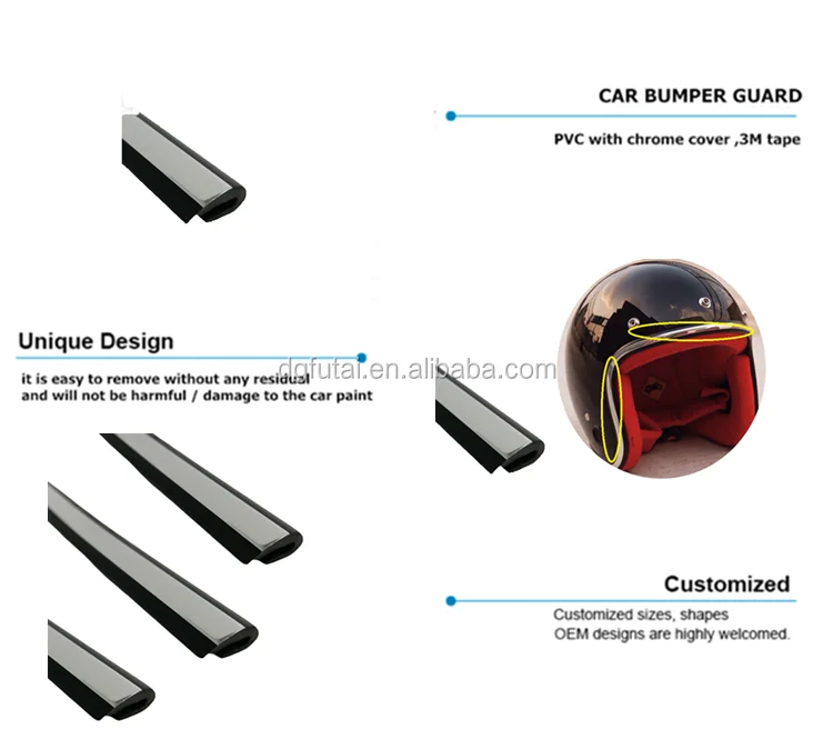 flexible and soft U type chrome edge trim strip for helmet
