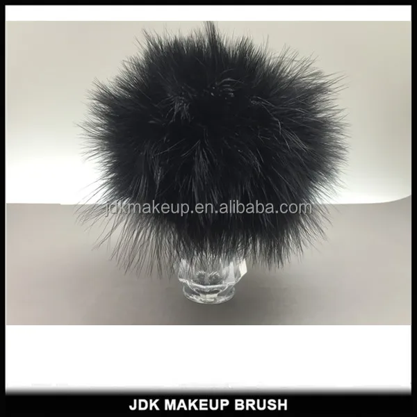 Fluffy Black Turkey Feather Refillable Makeup Powder Brush with container