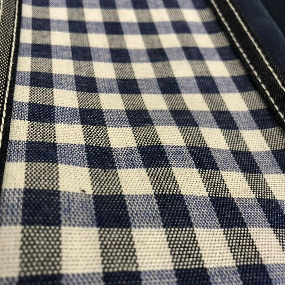 stock lot lycra check jacquard denim fabric mercerizing fresh finish double layer color weft
