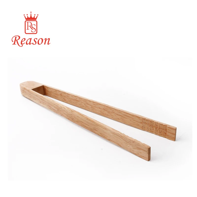 BBQ mini oak wooden food tongs