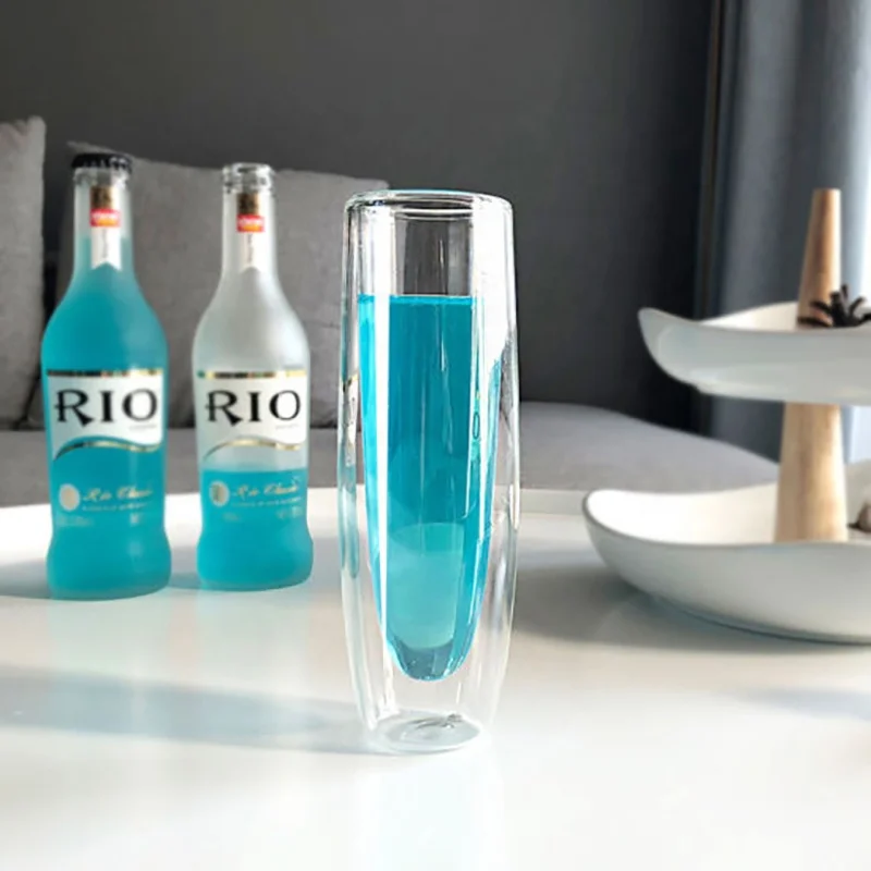 Hand Made Fashion Pyrex Double Wall Champagne Cocktail Whiskey Vodka Glass Cup