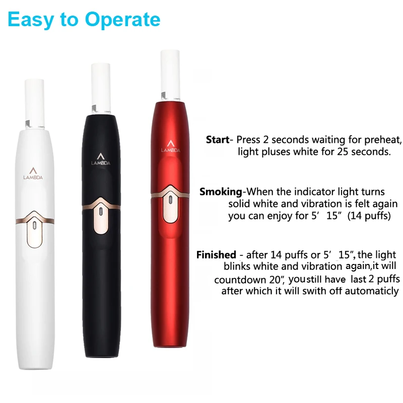 
2020 New Heat No Burn Device LAMBDA A1 Heat Tobacco Not Burn Sticks Heating Dry Herb Electronic Cigarette Original Manufacturer 