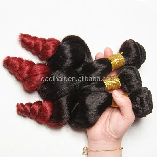 6A wholesale Brazilian human hair,Double drawn Soft ombre human hair extension,two tone color T1bbug loose wave