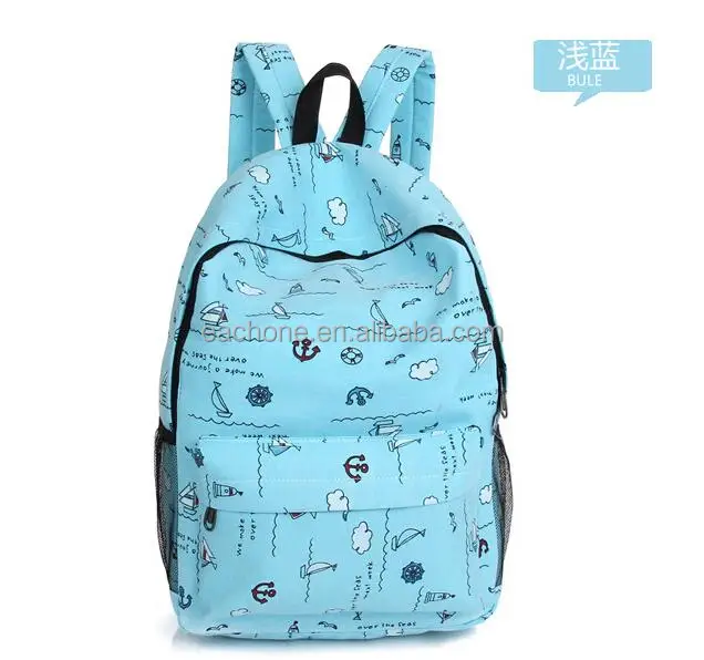 
canvas all over printing backpack school bag girl 