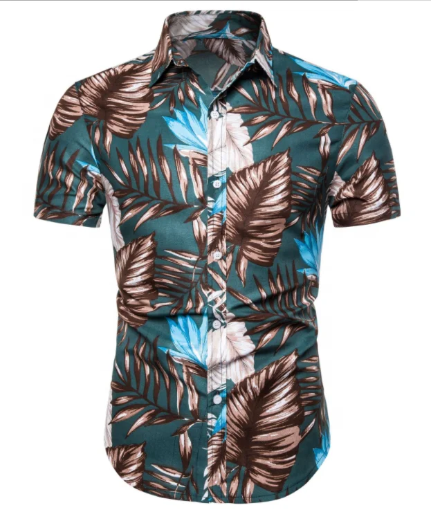 Wholesale Hawaiian High Quality Summer Beach Wear Short Sleeve Men Flower Shirt Men