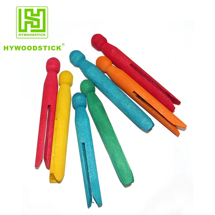 DIY Craft Printed color Wooden Clothes Clips for Children