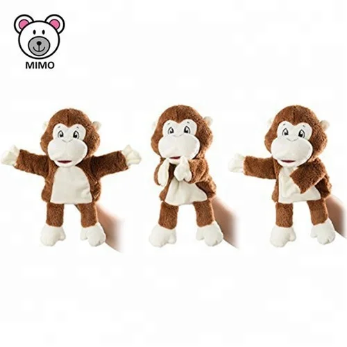 EN71 Standard Stuffed Animal Plush Brown Monkey Hand Puppet Theater Wholesale Cheap Cartoon Kids Soft Monkey Plush Toy